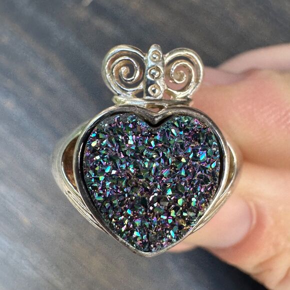 Claddagh Druzy Set: Necklace Ring & Earrings, Sea Green Drusy, JMH Ireland - Picture 12 of 17